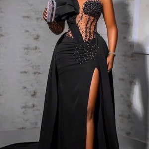 Black mermaid prom dress,bridal dresses,party dress,African clothing for women,guests dresses, Elegant dress,African bridal dress,