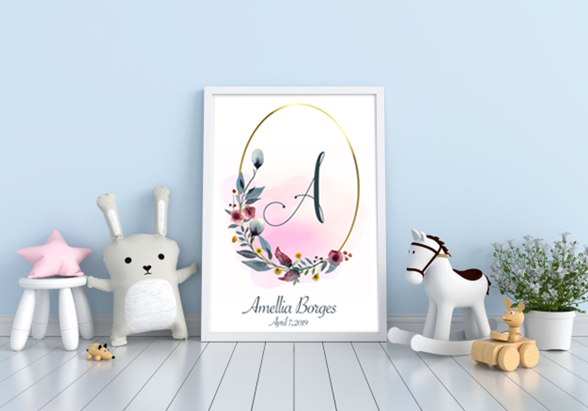 Personalised letter name nursery print. DIGITAL DOWNLOAD to Etsy