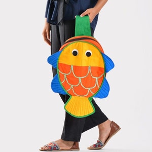 CHILDREN&#39;S MUSICAL KIT - Fish | 100% Handcrafted | Wooden Whistle, Bell, Shaker, Oleander Rattle, and Girl Kudukudduppu