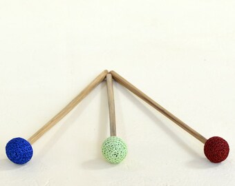 Handcrafted Mallets Set: Bamboo with Rubber Variants | Medium, Hard, Soft | Diverse Specifications