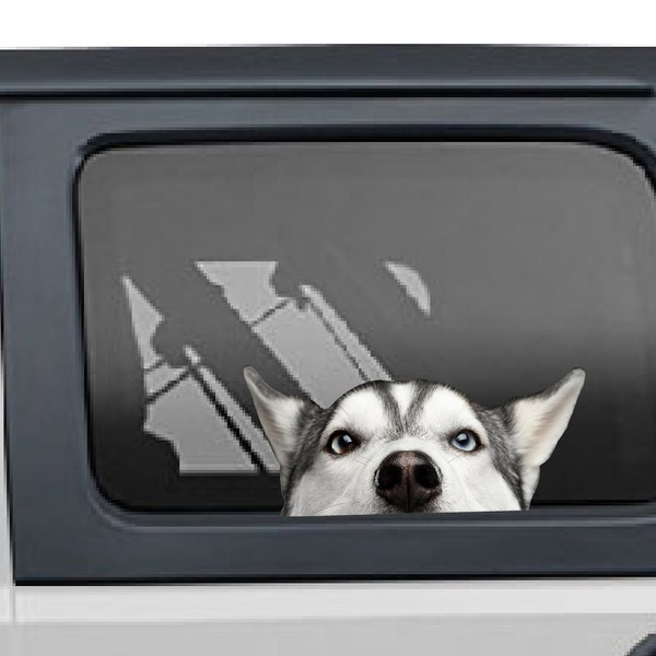 Siberian Husky SET von 2 Aufkleber Auto Fenster niedlichen Hund Aufkleber Vinyl 3D Grafik Lustige Aufkleber Auto LKW SUV Aufkleber Tier Aufkleber