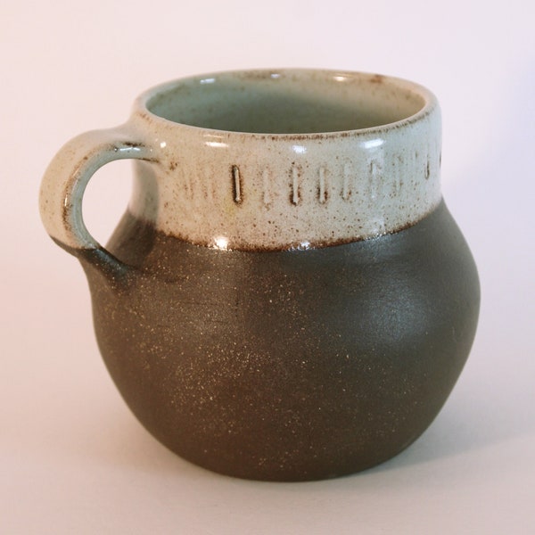 Handmade Ceramic Wheel Thrown Mug Cup - Brown Clay Mint Glaze - Large 16 oz capacity mug