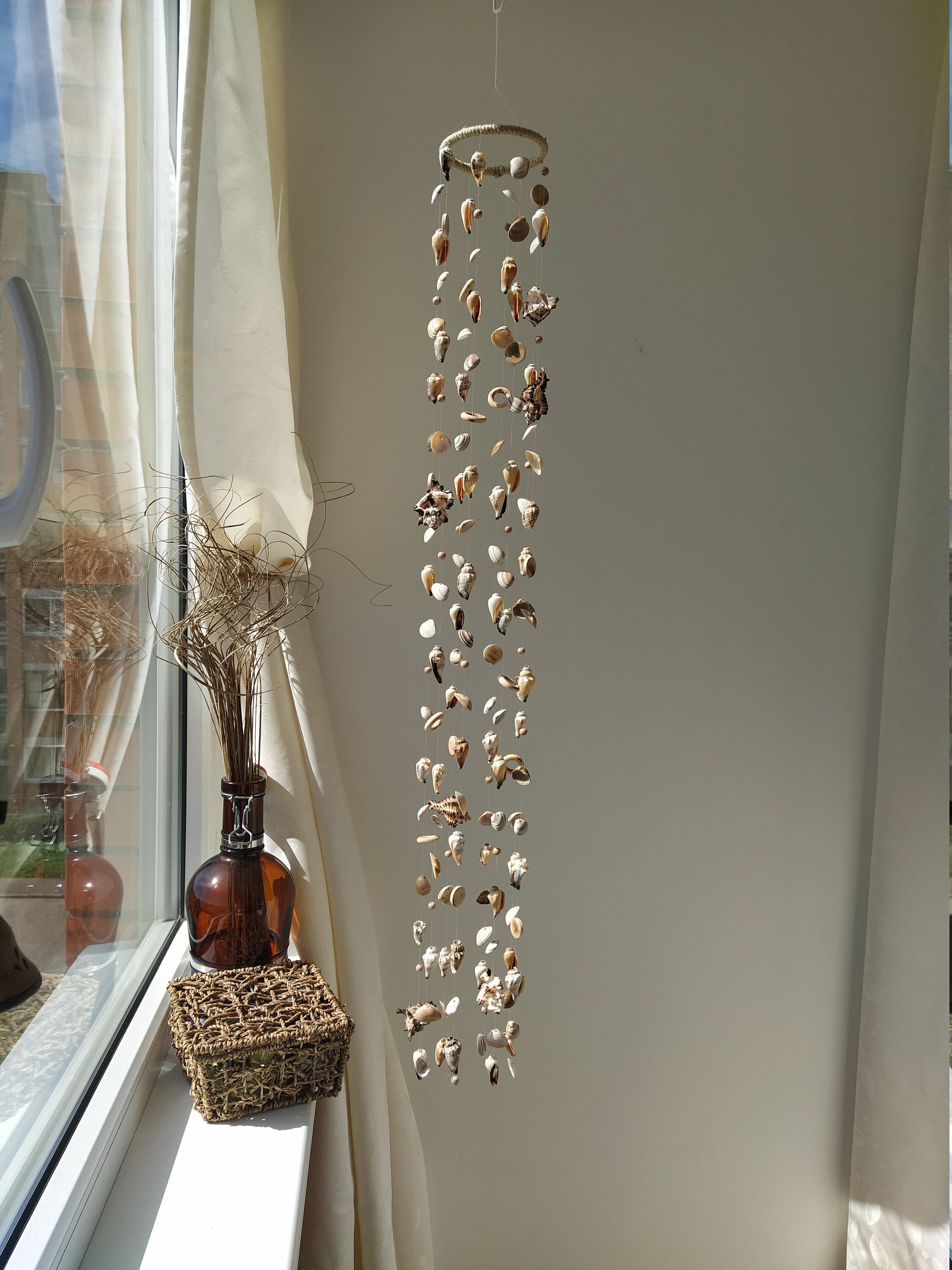 Boho Wind Chimes Wind Bells for Outdoors or Indoors Seachell Decorative Mobile Curtains of the Shells Sea Shell Wind Cacher