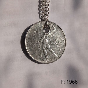 Italian 50 Lire coin necklaces - various years