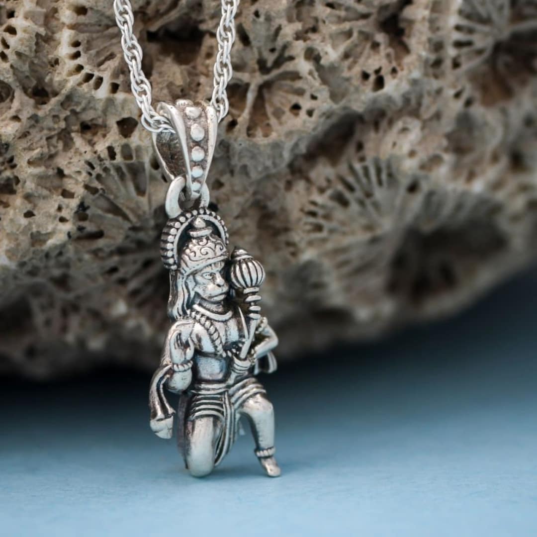 Silver Lord Hanuman Pendant, Wukong, God Tribal India Jewelry Hindu