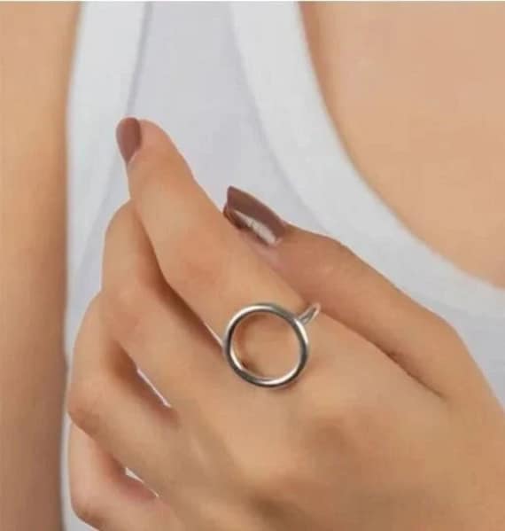Open Circle Ring 925 Sterling Silver Ring Large Circle Ring
