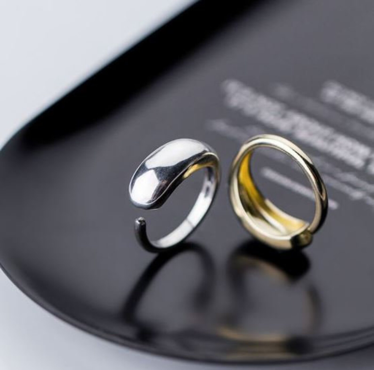 Big silver ring Open Back Ring Adjustable Ring Glossy Ring Etsy