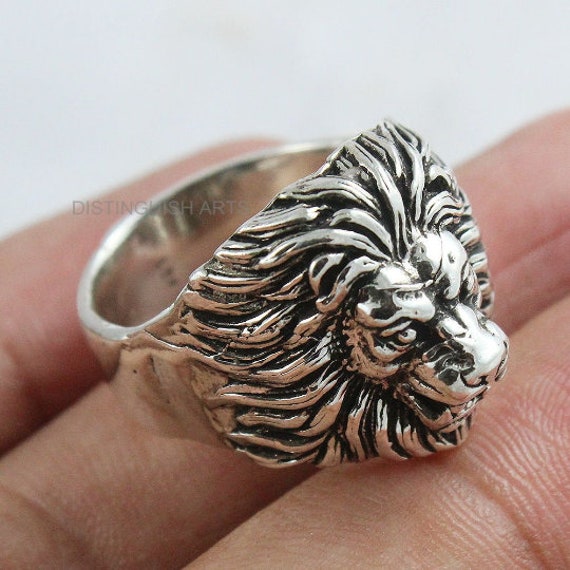 Lion Head Punk Oxidized 925 Sterling Silver Unisex Ring – Karizma Jewels