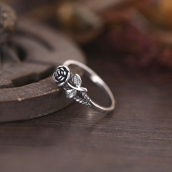 Silver shop rose ring