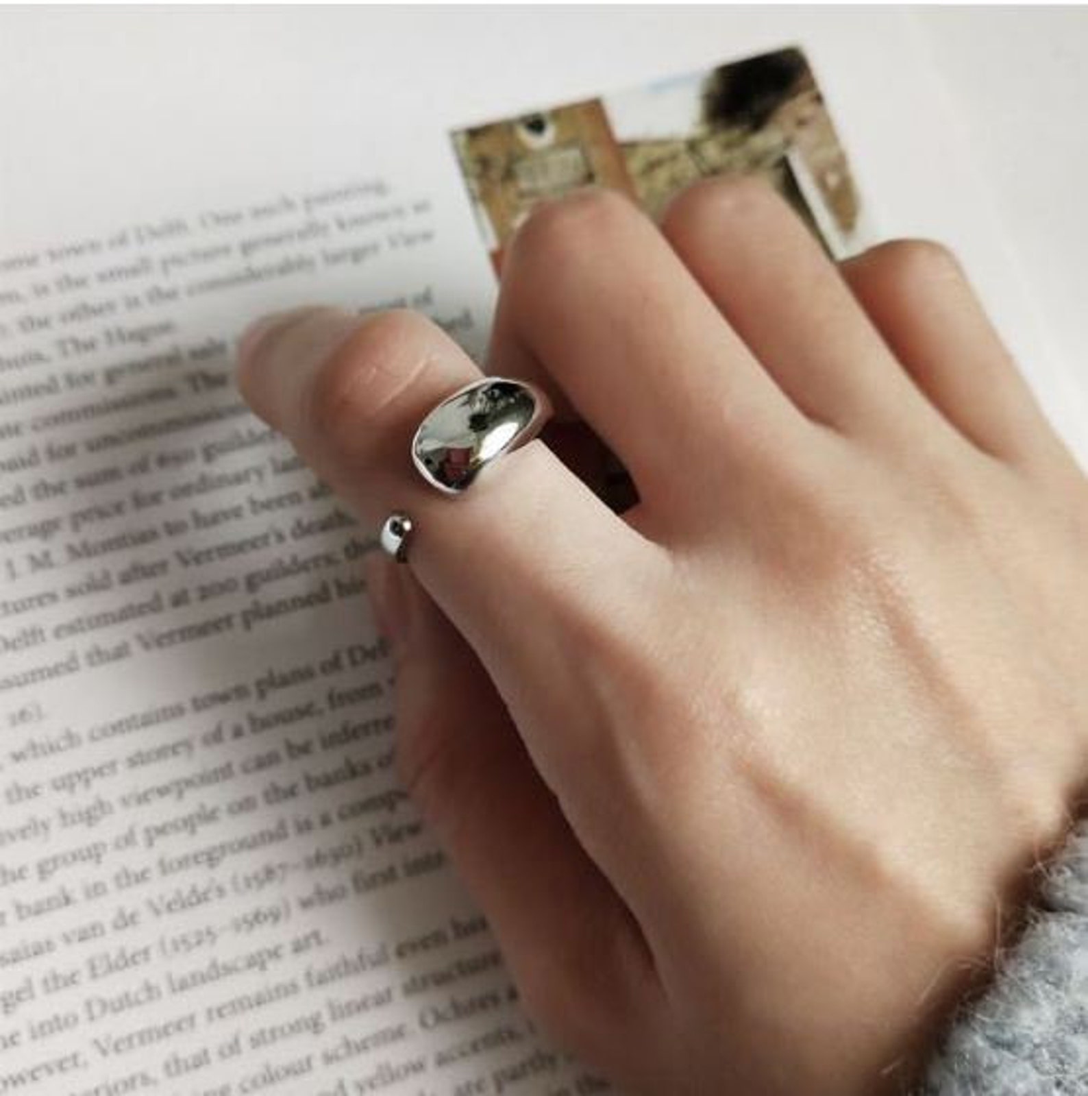 Big silver ring Open Back Ring Adjustable Ring Glossy Ring Etsy