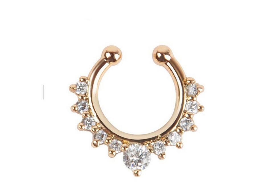 Sterling Silver Fake Septum Piercing With Zircon Bead Fake - Etsy