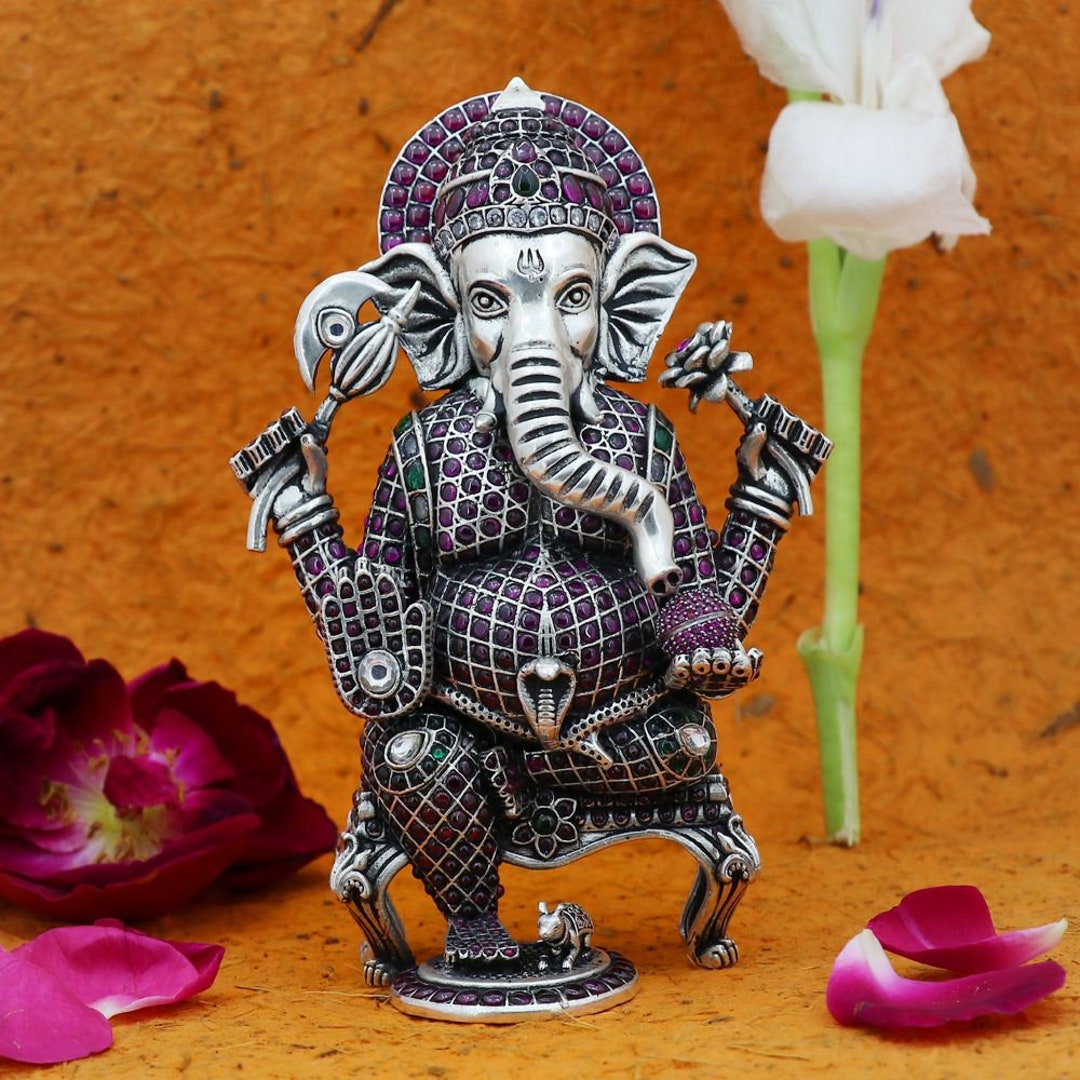 Lord Ganesh Silver Idol Pure Silver Ganesh Idol Return Gift Etsy