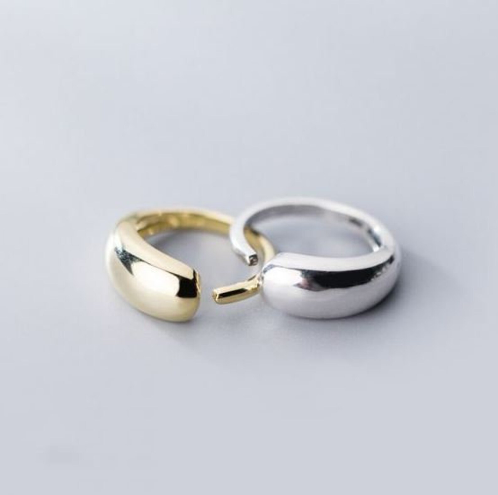 Big silver ring Open Back Ring Adjustable Ring Glossy Ring Etsy