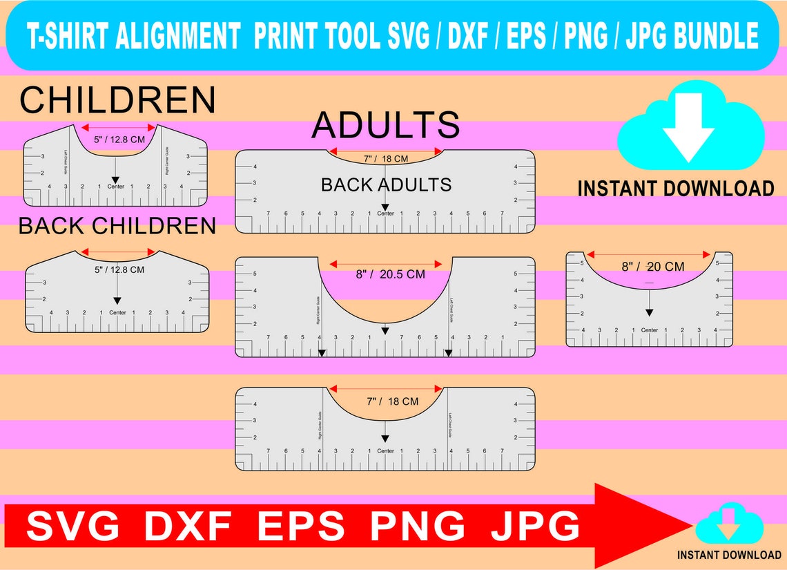 Download T-Shirt Placement Ruler Bundle SVG DXF PNG T shirt ruler ...