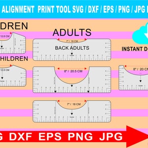 T-shirt Placement Ruler Bundle SVG DXF PNG, T Shirt Ruler Alignment ...