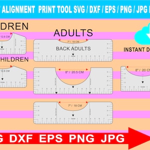 T-shirt Placement Ruler Bundle SVG DXF PNG, T Shirt Ruler Alignment ...