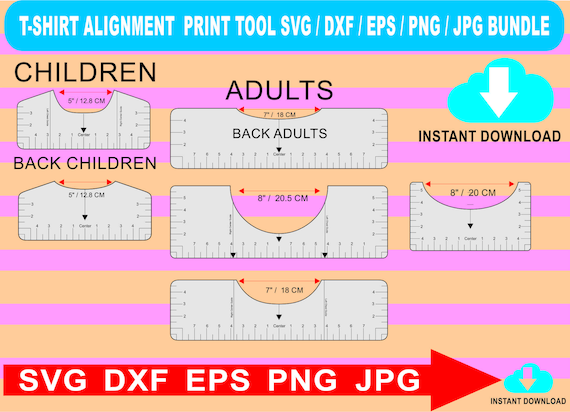 T-Shirt Placement Ruler Bundle SVG DXF PNG, T- shirt ruler Alignment  Placement Centering, Laser Cut Glowforge files - Ruler t shirt stamps