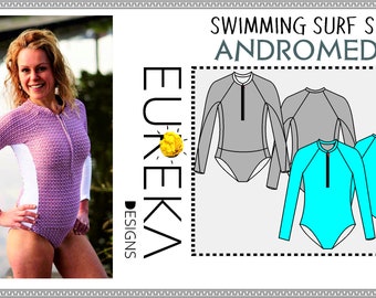 Swimming Surfing Long Sleeve Body  Suit PDF Patterns 0 -30 USA Size A0 A4 Letter Pdf Sewing Patterns Beginner Friendly Easy Sew Swimsuit PDF