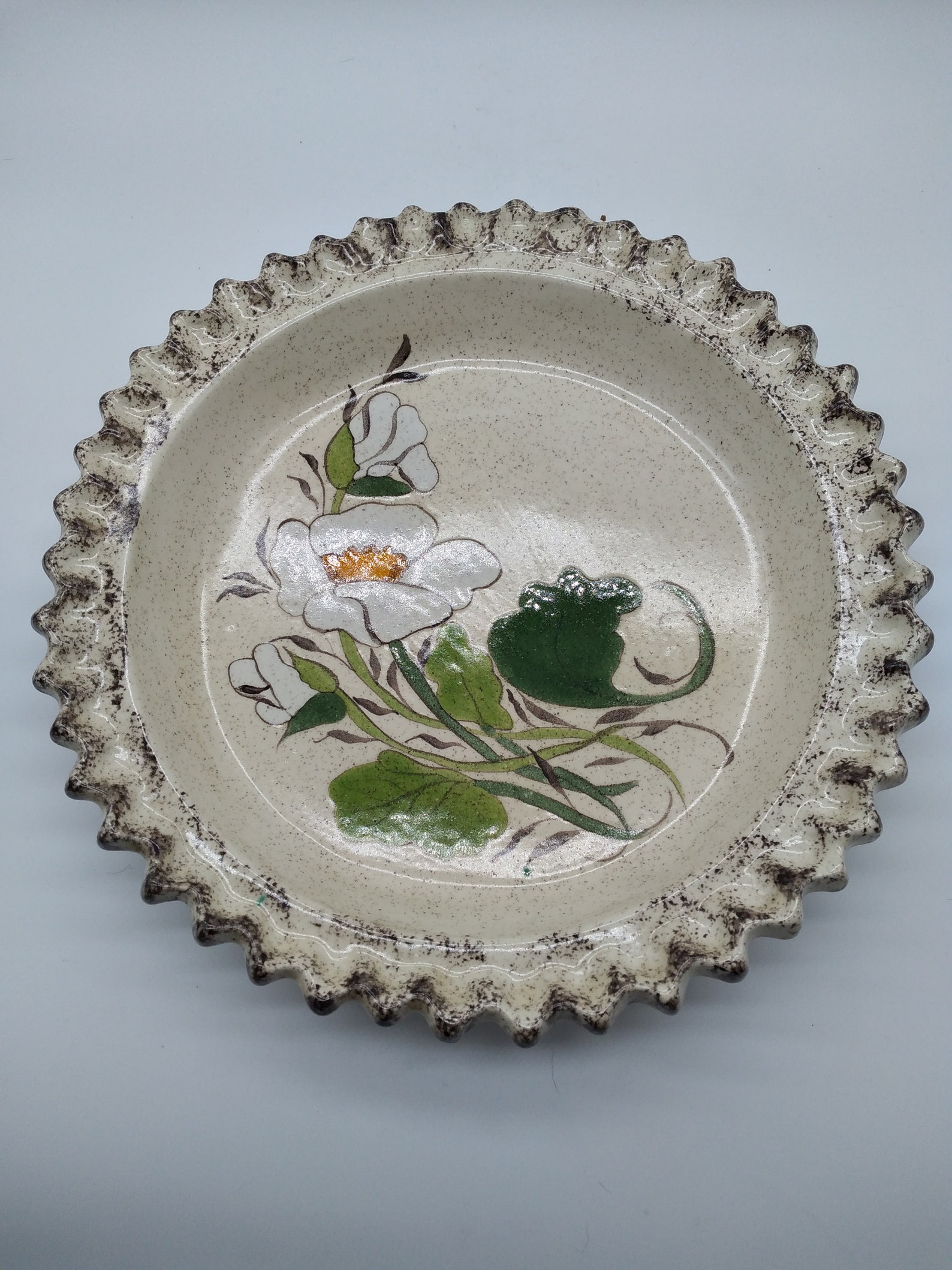 Decorative Ceramic Floral Pie Plate or Dessert Tray Etsy