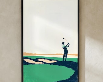 Golf Wall Art Set of 3, Vintage Links Poster Prints, Digital Download