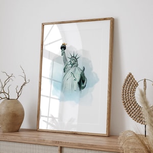 Statue of Liberty Art Print, Printable New York City Wall Art Print, Minimalist New York Print, NYC Poster, Travel Poster, Digital Print