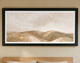 Horizontal Landscape Prints Set of 2: Neutral Above Bed Art, Digital Download