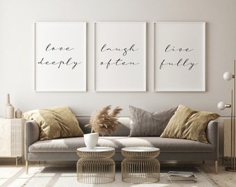 Live Laugh Love | Set of 3 Prints – Minimalist Wall Art, Gift for Christmas