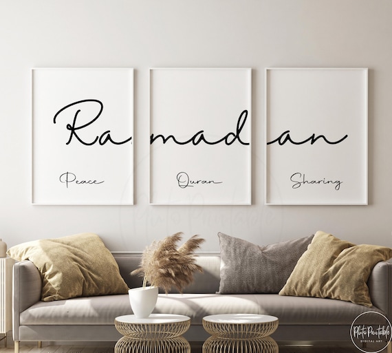 Ramadan Wall Art - Set of 3 Islamic Wall Decor - Printable Quotes - Muslim Home Gift