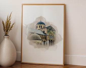 Umayyad Mosque Damascus Art Print: Islamic Wall Art, Ramadan Decoration