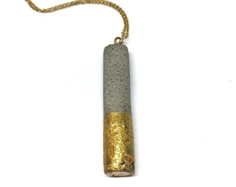 Twisted Rectangle Style Minimalist Concrete Pendant Urban Jewelry Unisex Jewelry