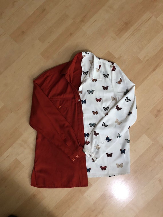 Butterfly Button up Shirt-Split half 