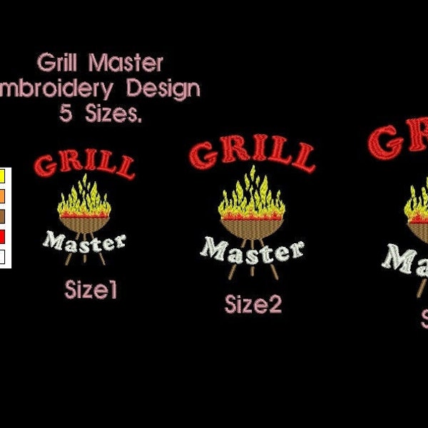 Grill Master Embroidery Design 5 Sizes.