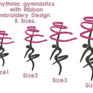 Rhythmic gymnastics with Ribbon Machine Embroidery Design 5 Sizes