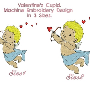Valentine&#39;s Cupid. Cupid Love Heart. Cupid Bow Arrow. Machine Embroidery Design.