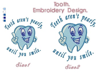 Tooth Embroidery Design. Funny medical Embroidery Design. Machine embroidery Design.