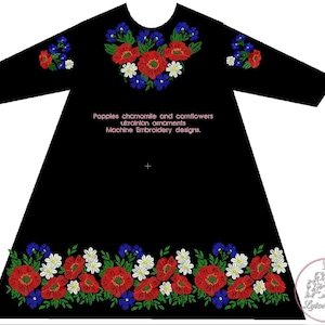 Poppies chamomile and cornflowers ukrainian ornaments Machine Embroidery designs