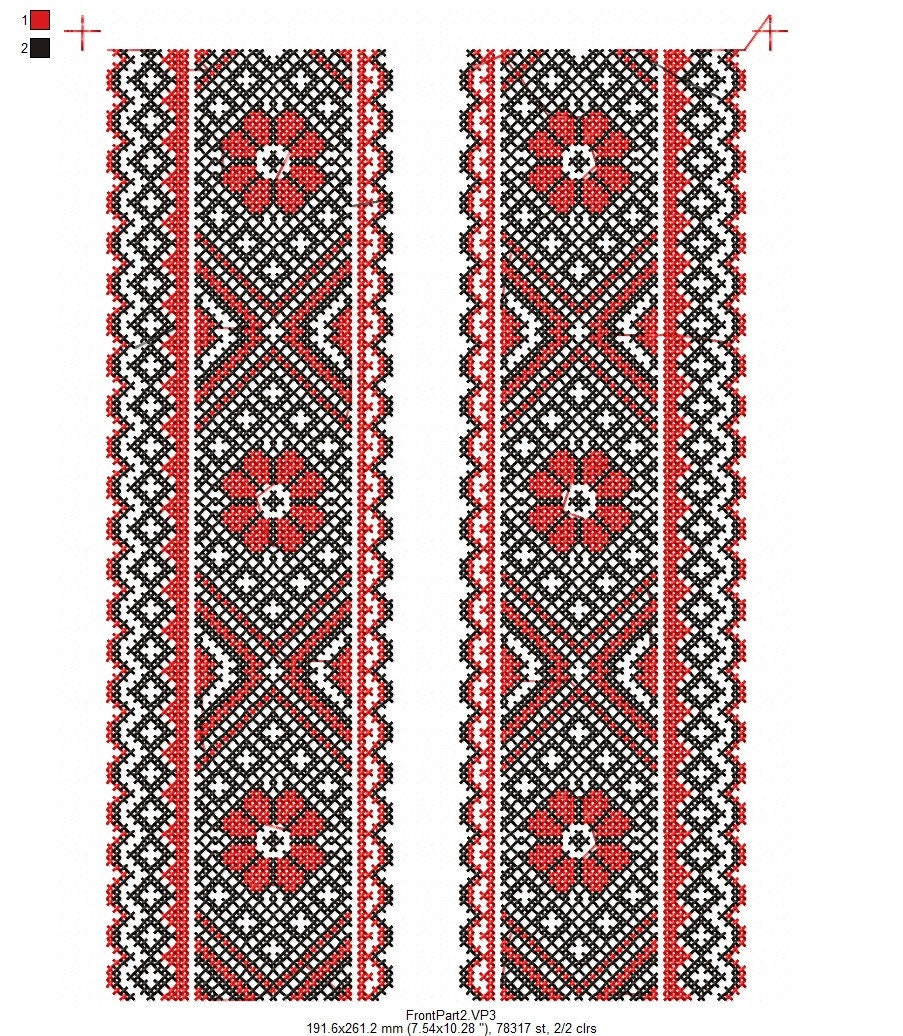 Folk Romanian Cross Pattern Design Set for Mens Shirt.hand and