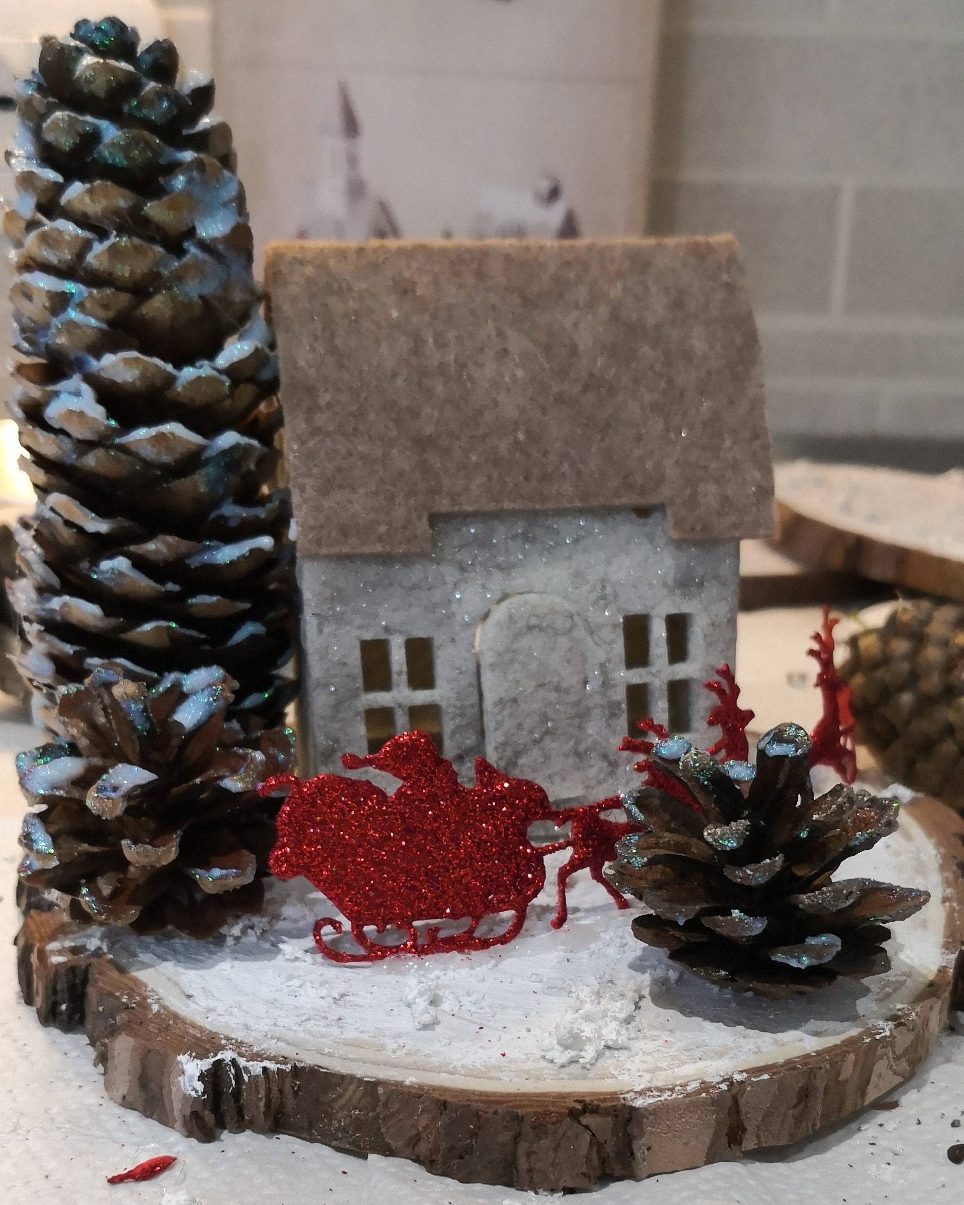Mendler Albero Di Natale Decorativo HWC-M16 In Legno Con Addobbi Naturali - 57x23x10cm - Fatto A Mano Per La Tavola - 6