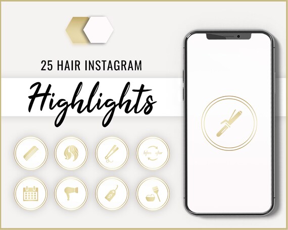 Instagram Story Highlights Icon Set Of 25 Gold Minimal Hair Etsy