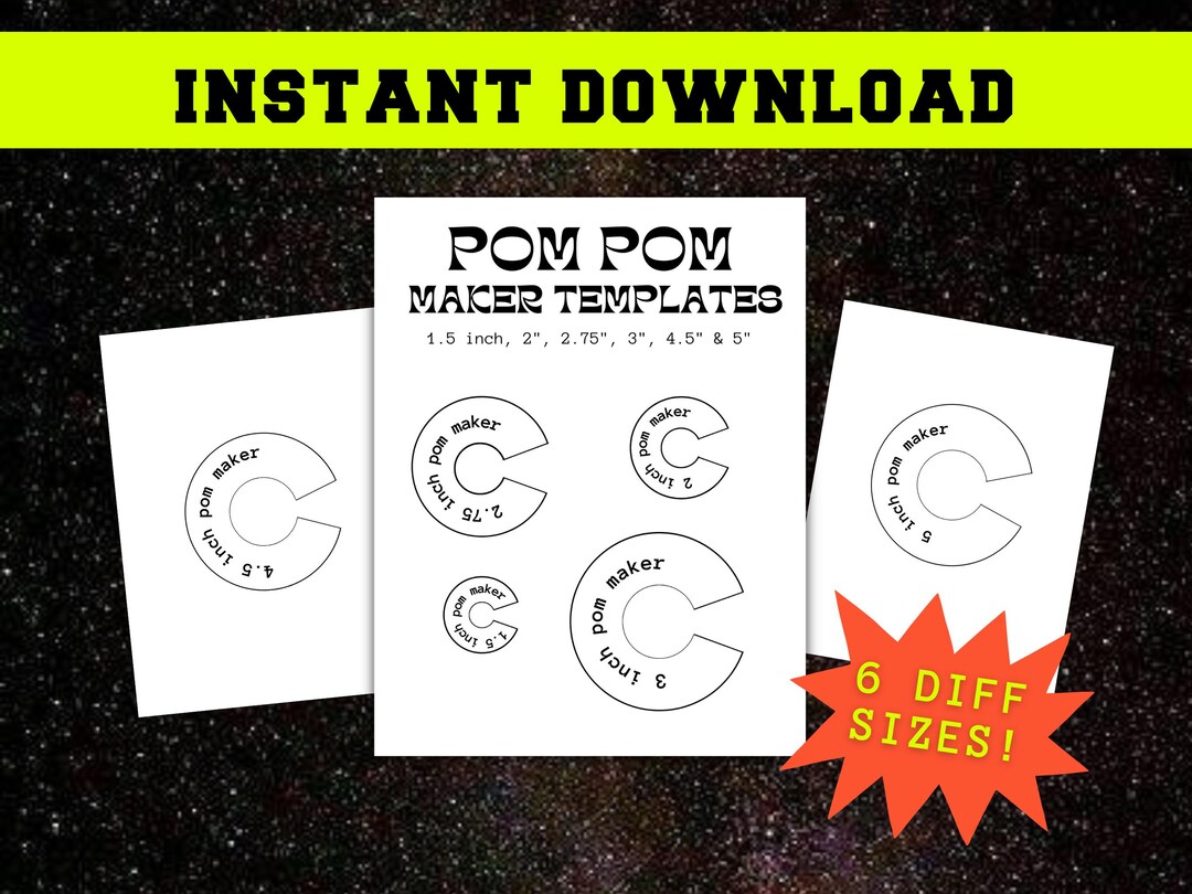 Digital Pom Pom Maker Set of 6, DIY Pom Pom Maker, Cardboard Pom