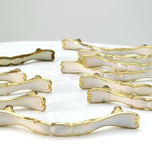 Vintage Metal Handle Set with Gold Accents  for Kitchen Cabinets, Bedroom Dresser, Drawers, Doors, Victorian Home Decor Hardware, White Gold