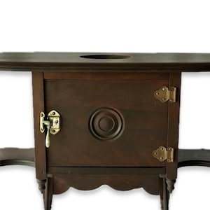 Humidor Cigar Stand Storage Wooden Tobacco Desks Copper Insulated Pedestal Table, Vintage Home Decor Accent Gift for Men, Rare Desk Antique