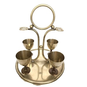 Breakfast Egg Cruet Antique 4-eggs Holder Antique Silverplate Pedestal Table Decor Christmas Gift for Her, Utensil Stand for Hardboiled Eggs