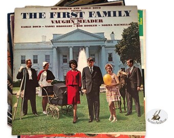 Vintage Vinyl Records "The First Family" Old Album Collection, Record Player Accessory, Vinyl Records Collector Gift for Friends or Family
