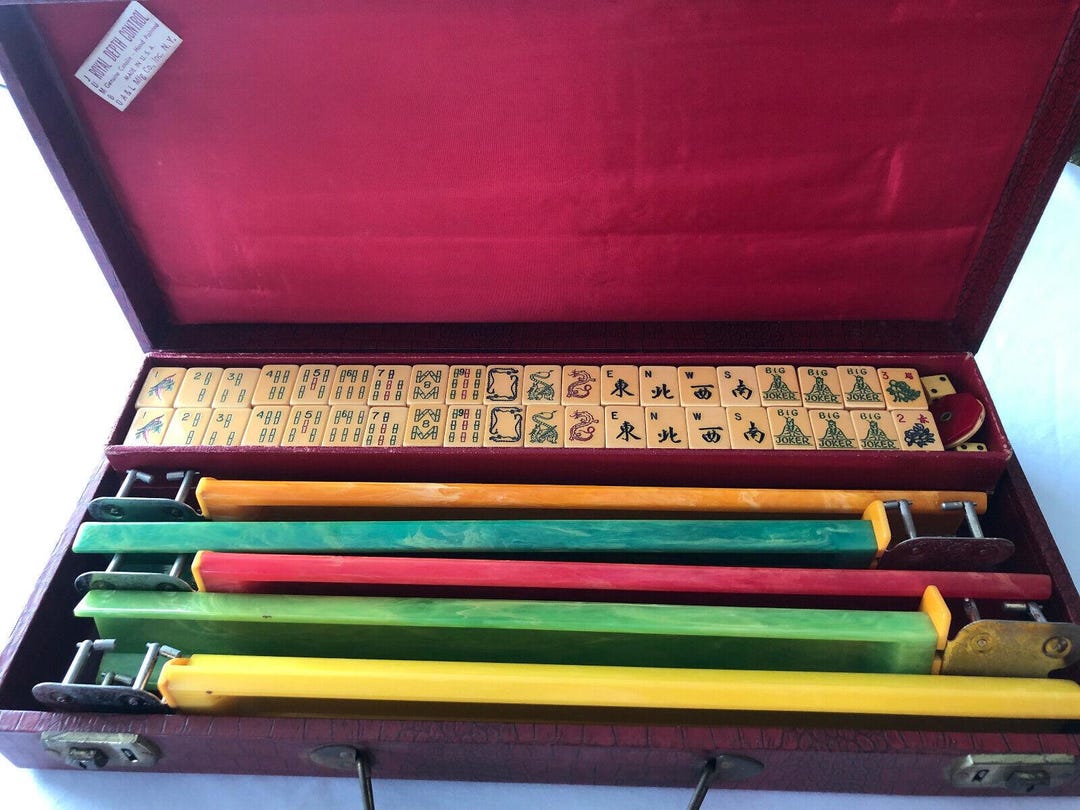 Vintage ROYAL Mahjong Bakelite Mah Jong, Rare Mah Jongg Case, 152 Tiles ...