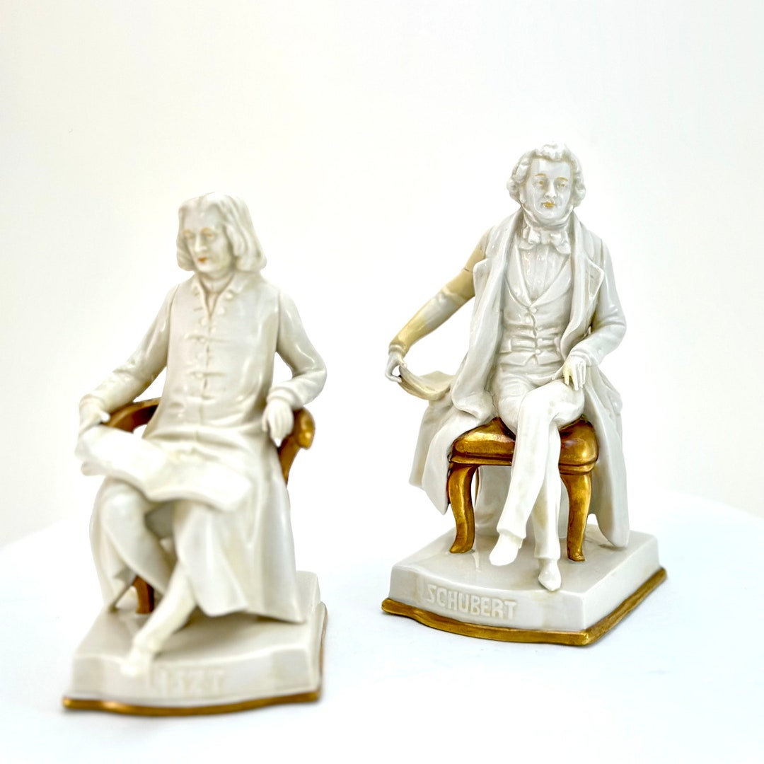 Liszt & Schubert Figurine SET Vintage Classical Music Composer Gifts