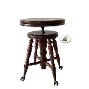 Unique Piano Stool with Claw Ball Feet, Adjustable Round Swivel Top, Wooden Piano Chairs, Ornate Antique Piano Player Gift, Sewing Chair #1