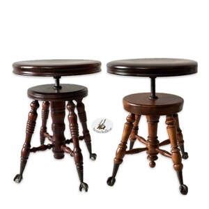 Claw Ball Feet Piano Stool Vintage Round Top Sewing Chair Wooden Adjustable Swivel Craft Chairs Antique Home Decor Gift for Piano Player #2