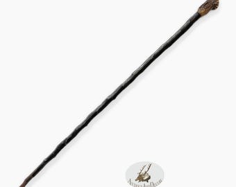 Antique Cane Antler Handle 1755 Andrew Miller Walking Sticks Cherry Wood Canes, Silver Knob Handmade Collectible Wood Walking Sticks for Men