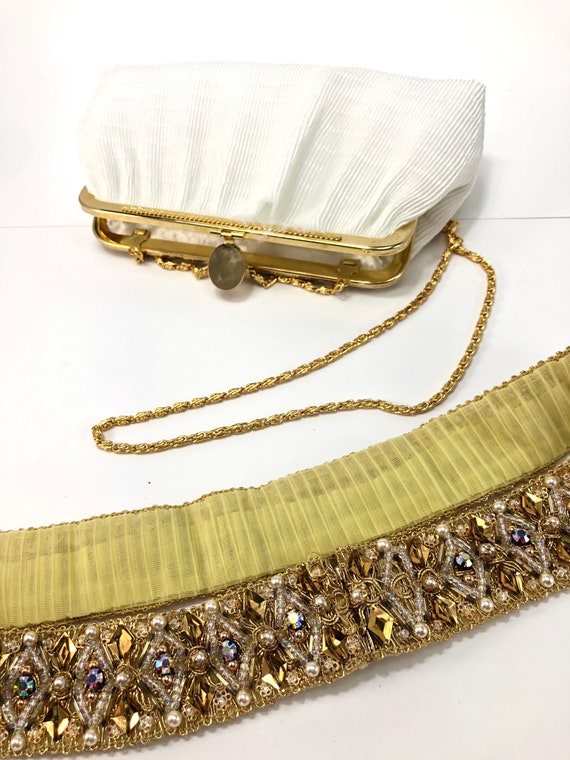 Elegant Beaded Chiffon Belt 31” Handbag Matching … - image 2